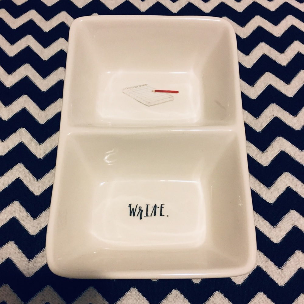 Rae Dunn divided tray trinket jewelry dish ‘Write’